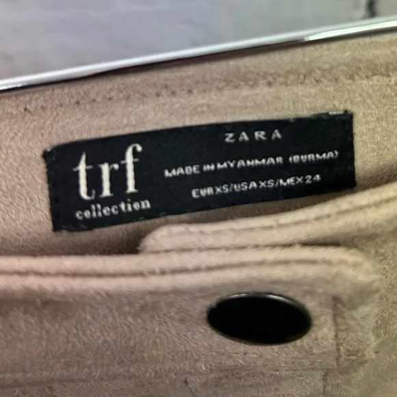 ZARA Mocha faux suede button through skirt xs - Picture 3 of 3